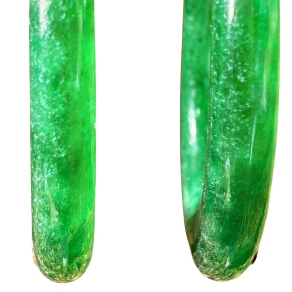 Vintage Jade and Peridot Hoop Earrings in Gold Washed Sterling Silver - Picture 3 of 10